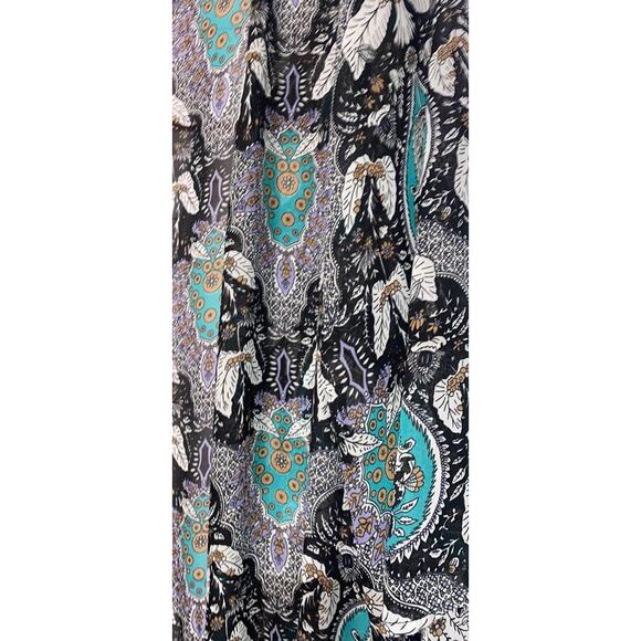 Blue & Black Paisley Fringe Trimmed Kimono Top - Picture 2 of 4